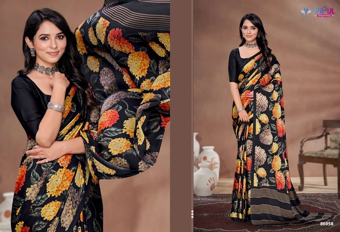 Akasaa By Vipul Satin Silk Daily Wear Saree Suppliers In India